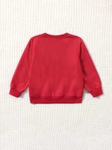 小女童1入組字母圖案運動衫 - 紅色 - 查看 2