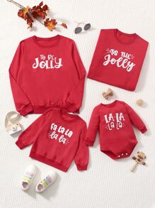 小女童1入組字母圖案運動衫 - 紅色 - 查看 3
