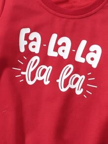 小女童1入組字母圖案運動衫 - 紅色 - 查看 4