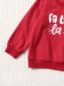小女童1入組字母圖案運動衫 - 紅色 - 查看 5