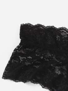 Floral Lace Cut-out Lingerie Set - Black - View 3