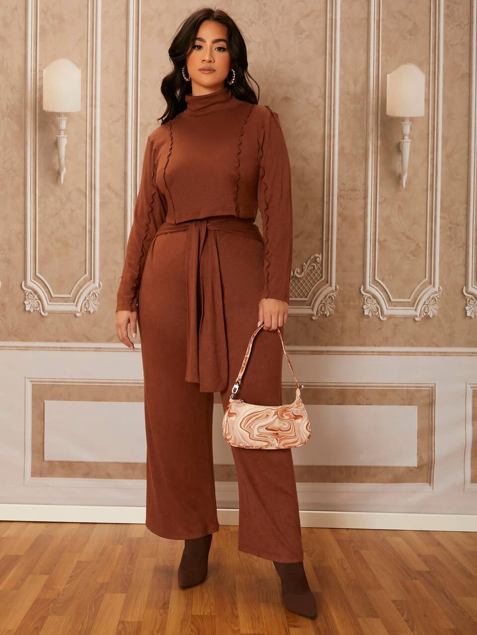 Plus Wide Leg Belt Pants