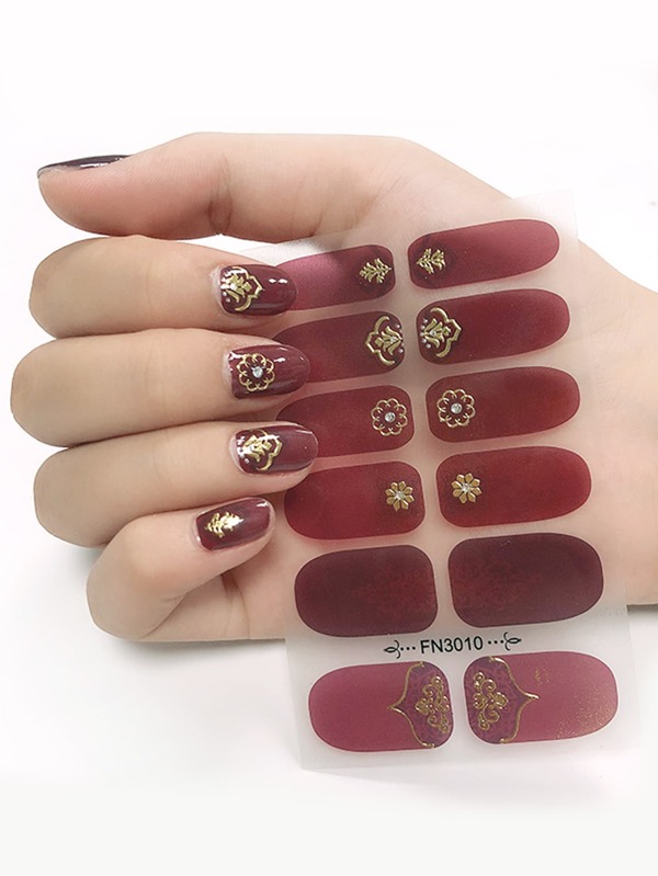 1sheet Floral Pattern Nail Art Sticker & 1pc Nail File
