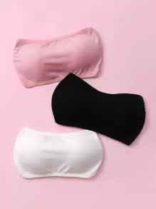Conjunto de 3 Tubo Bralettes de punto acanalado para chicas adolescentes - Multicolor - Ver 1