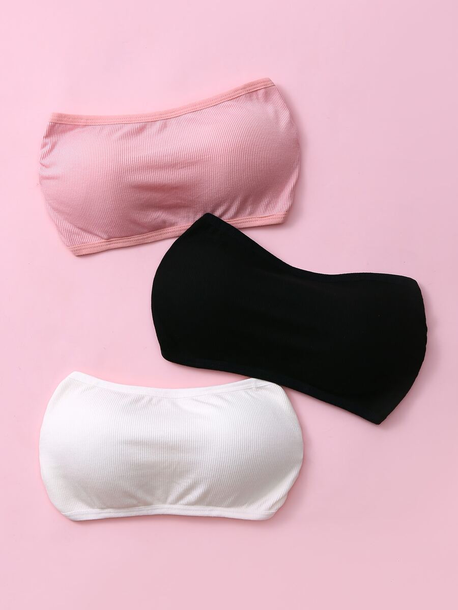 Conjunto de 3 Tubo Bralettes de punto acanalado para chicas adolescentes - Multicolor - Ver 1