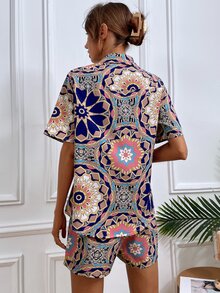 印花襯衫和短褲套裝 - 彩色 - 查看 2