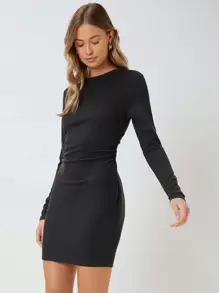 SHEIN Fitted Gathered Dress