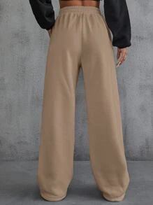 INAWLY Letter Patched Detail Slant Pockets Joggers