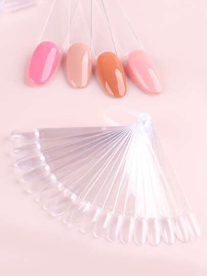 24pcs Transparent Nail Swatch Sticks With Ring, Clear Fan-Shaped Nail Art Polish Practice Display Tips Nail Sample Sticks, Nail Practice Color Display Polish Board