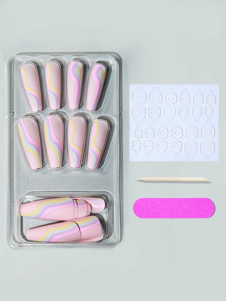 27個 カラフル ライン ネイルチップ セット | SHEIN JAPAN