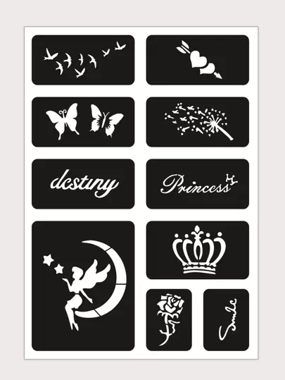 1 Sheet A4 Size Tattoo Stencil Template, Hollow Personalized Small Pattern Tattoo Sticker