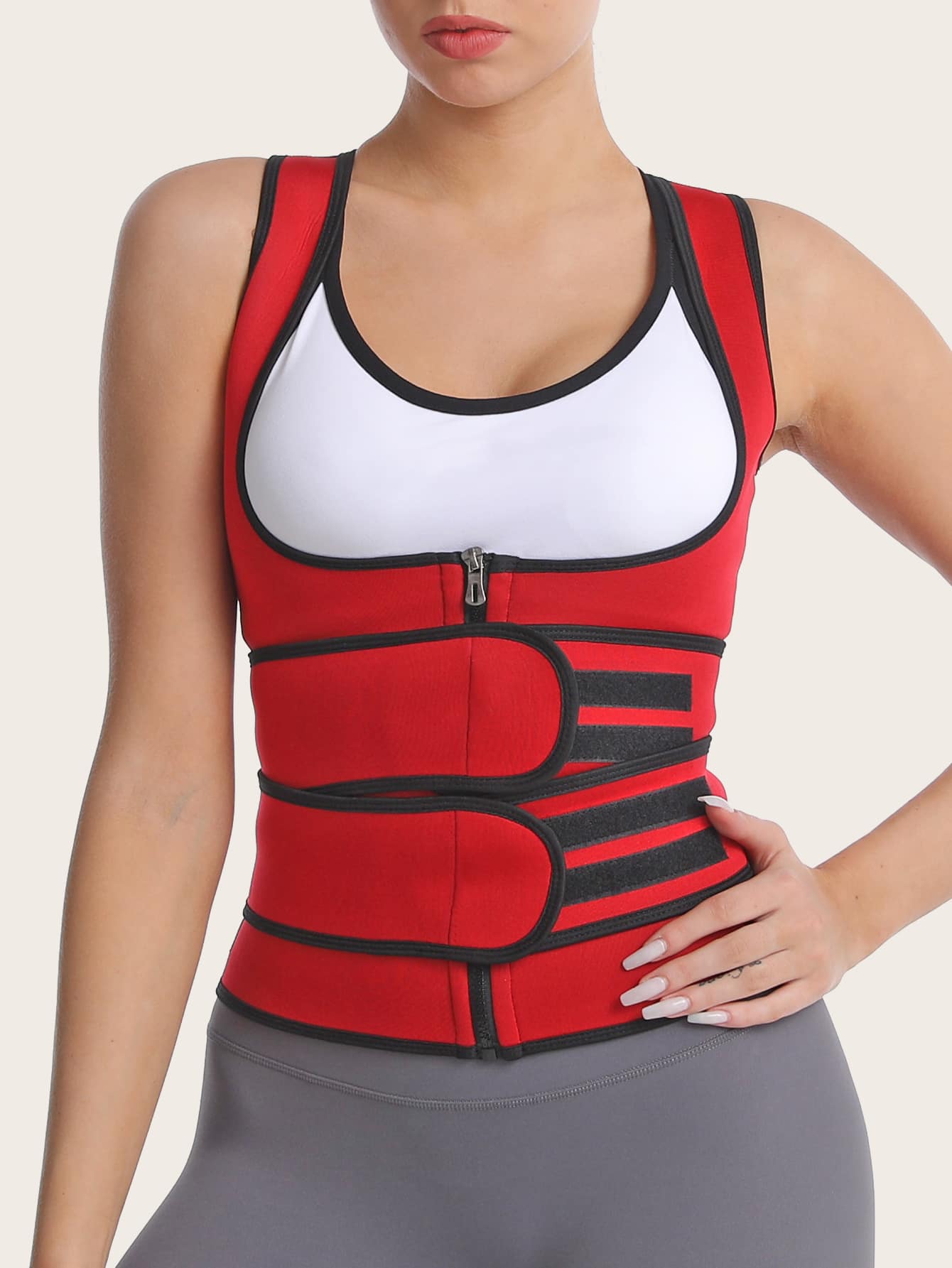 Entrenador De Cintura Corsé Cinturón De Entrenamiento Corporal Chaleco Modelador De Abdomen Faja Entrenador De Cintura Corsé - Rojo - Ver 1