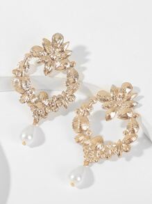 Đồ trang trí Rhinestone Ngọc trai Giả Thả hoa tai - Bạc - Xem 3