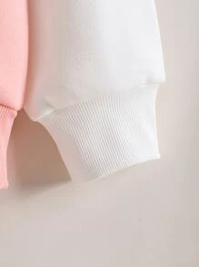 SHEIN EZwear Hoodie Khối màu Dây rút Túi - Hồng - Xem 3