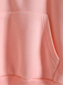 SHEIN EZwear Hoodie Khối màu Dây rút Túi - Hồng - Xem 6