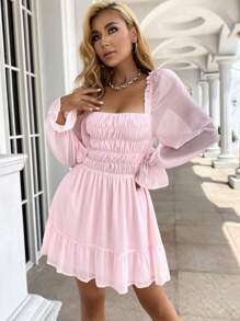 Eilly Bazar Sukienki Zmarszczony Rąbek Zmarszczony Równy Czarujący