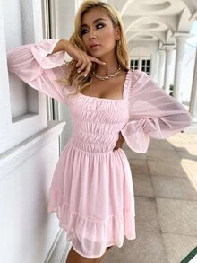 Eilly Bazar Sukienki Zmarszczony Rąbek Zmarszczony Równy Czarujący