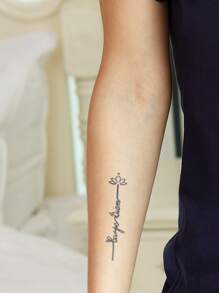 1 hoja Plantilla de tatuaje luna & con patrón de flor - Negro - Ver 2