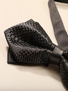 Men Bow Decor Tie - Black - View 4