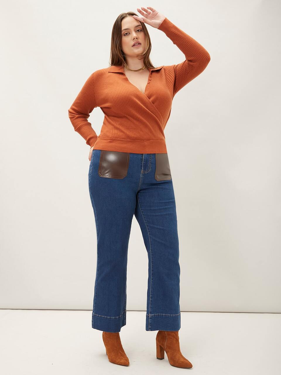 PLUS WOOL-MIX WRAP SWEATER