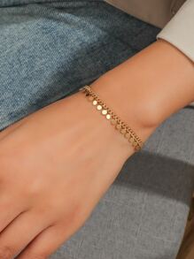 Women's Fashion Disc Decor Bracelet, Suitable For Daily Wear