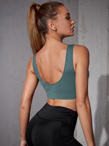 Áo lót thể thao Nữ màu trơn - màu xanh lá - Xem 2