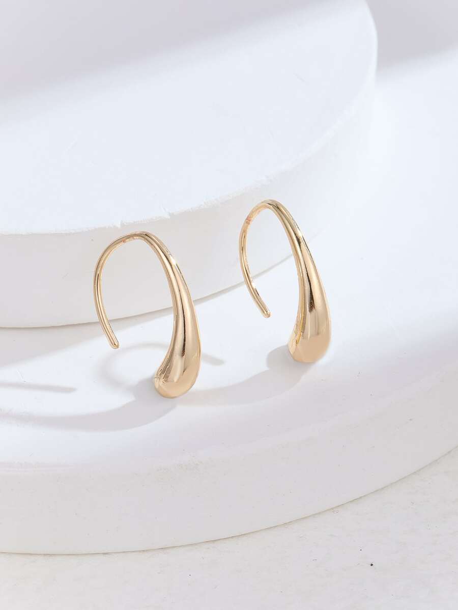 Geometric Hoop Earrings - Yellow Gold - View 1