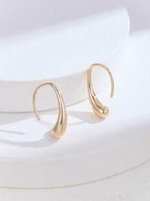 Geometric Hoop Earrings - Yellow Gold - View 2