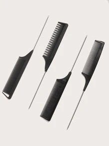 Set de 4 peines con mango de cola de rata - Negro - Ver 3