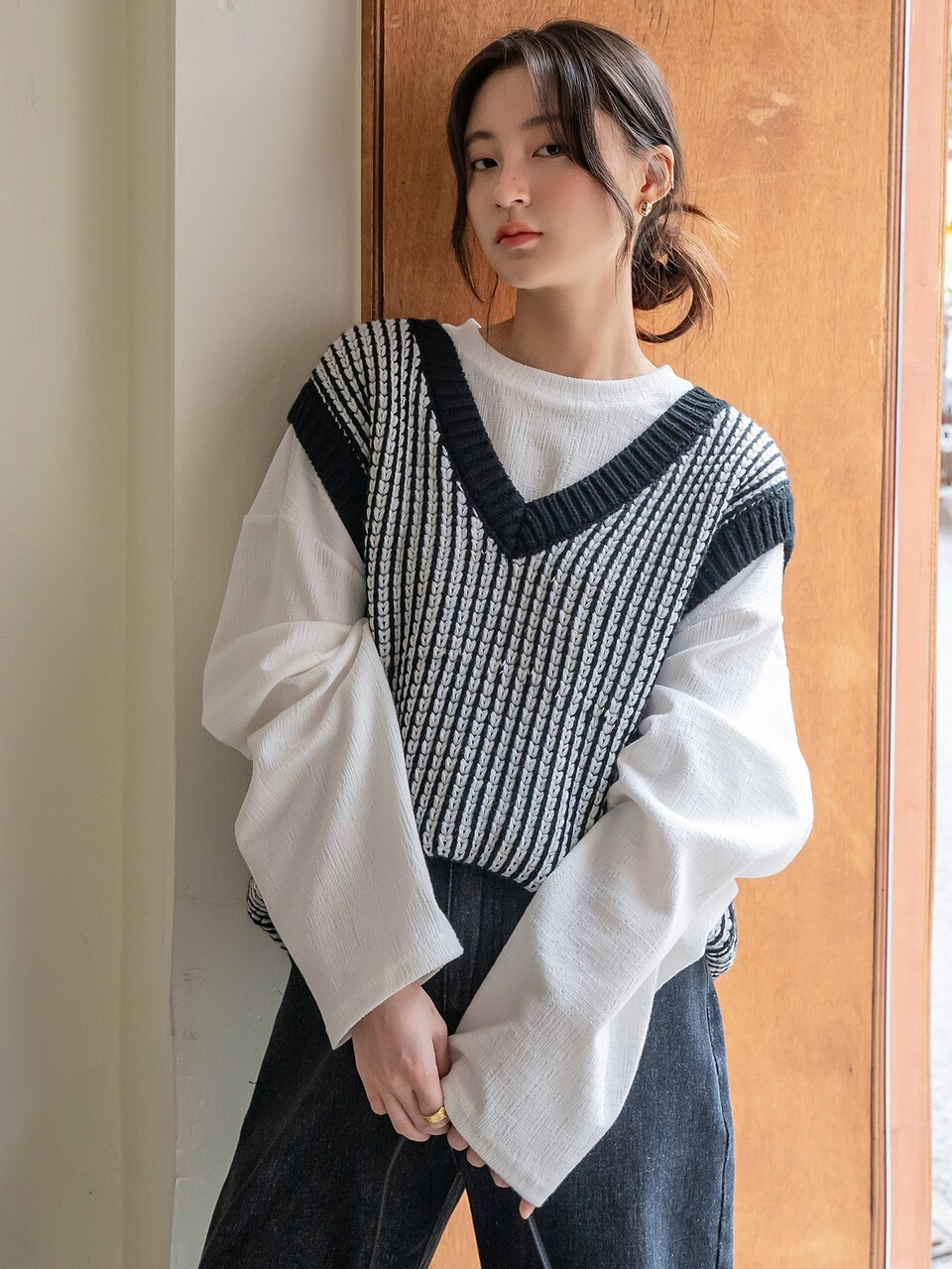 Allover Pattern Sweater Vest Without Top