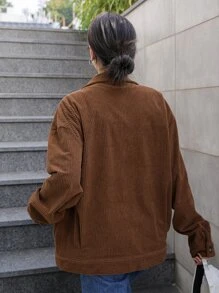 DAZY Cazadora de hombros caídos con botón de pana - Café integral - Ver 2