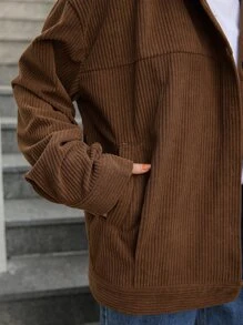 DAZY Cazadora de hombros caídos con botón de pana - Café integral - Ver 7