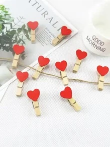 2022 New 10Pcs/Set Wooden Clips Heart Pegs Clothespin DIY Cute Wedding Decor Craft Pegs Clothespin