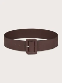 Rectangle Buckle Belt - Coffee Brown - View 2
