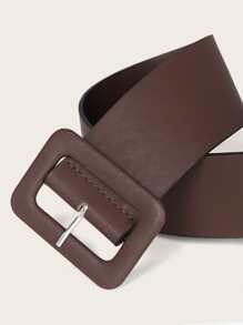 Rectangle Buckle Belt - Coffee Brown - View 4