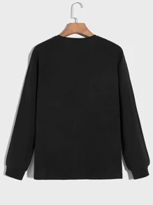 GENTILAND Men Letter Graphic Embroidery Slogan Tee - Black - View 2