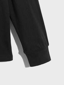 GENTILAND Men Letter Graphic Embroidery Slogan Tee - Black - View 3