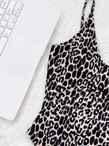 SHEIN Swim 1pc Leopard Print Backless Monokini Swimsuit Summer - Apricot - View 4