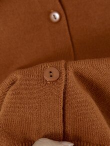 Toddler Girls Solid Peter Pan Collar Lantern Sleeve Cardigan - Orange - View 3