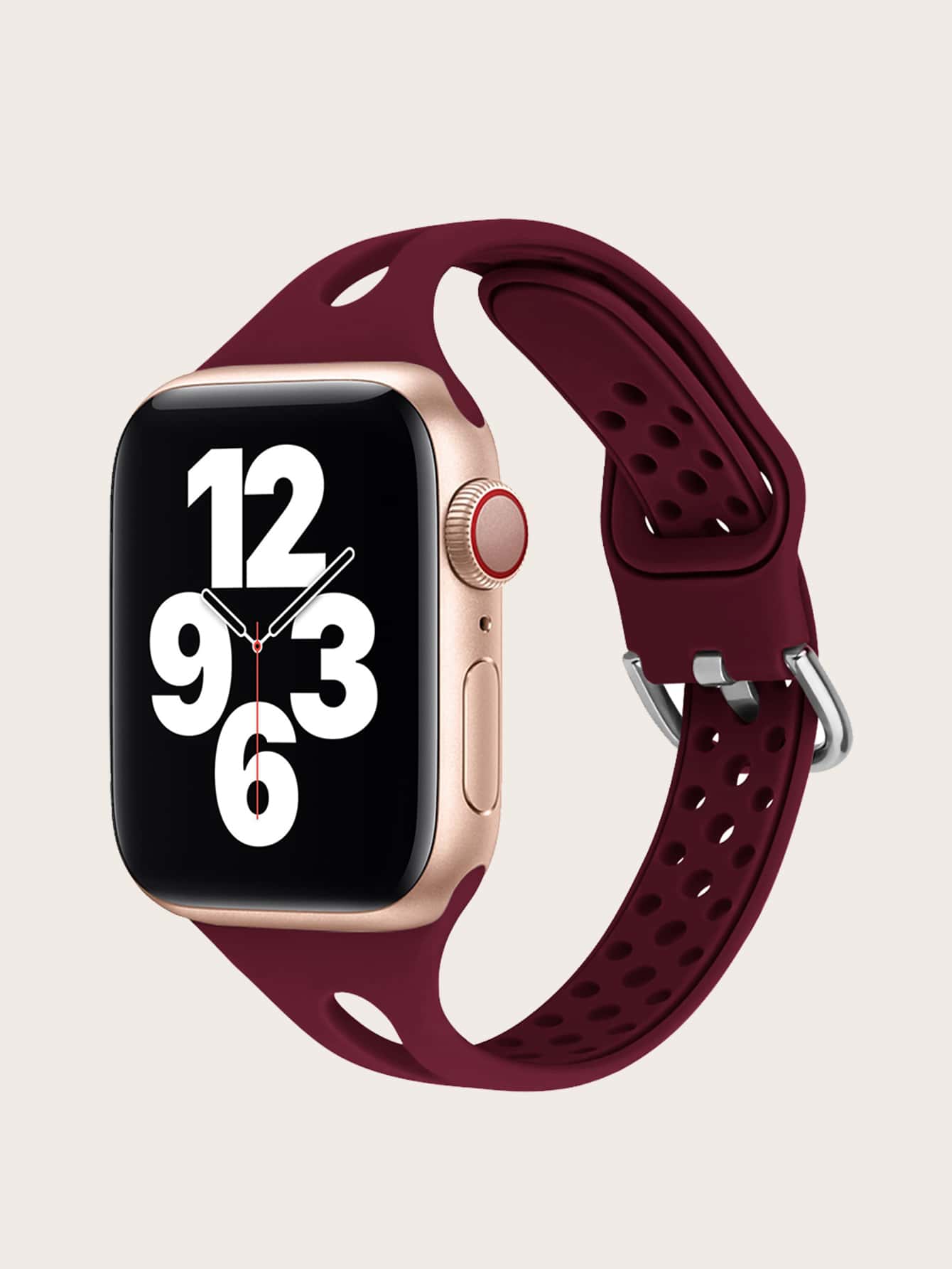 Correa de reloj de silicona unicolor compatible con Apple Watch - Burdeos - Añade 1