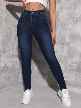SHEIN Essnce Dark Wash Skinny Jeans