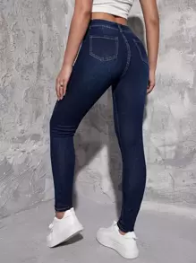 Flexra 暗水洗緊身牛仔褲 - 深色水洗藍 - 查看 2