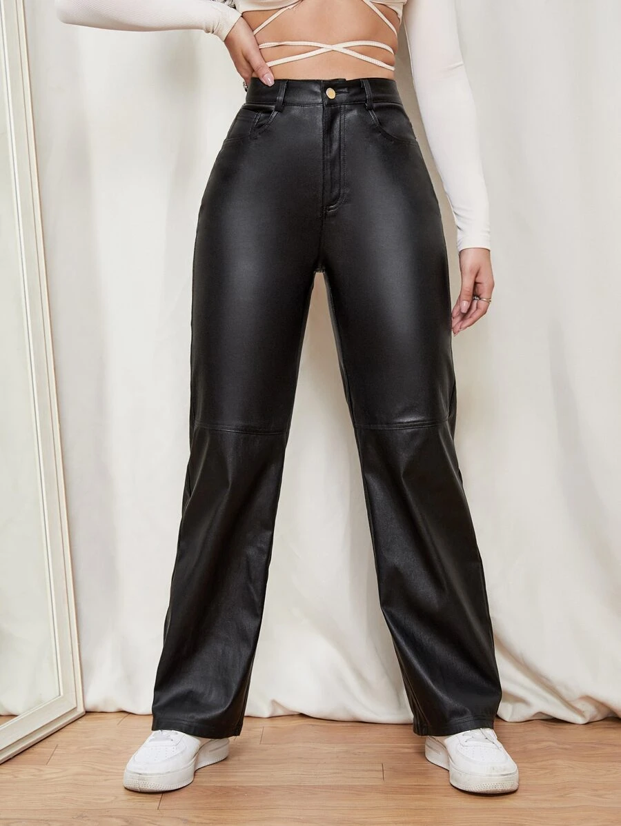 Rivivi Women Solid Color Straight Leg Casual Pants Fall Cloth For Women - Black - View 1