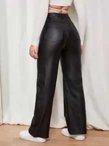 Rivivi Women Solid Color Straight Leg Casual Pants Fall Cloth For Women - Black - View 2