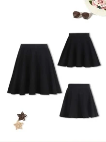 Tween Girl 1pc Solid Flare Skirt - Black - View 3