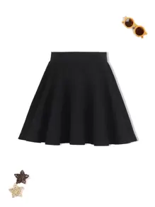 Tween Girl 1pc Solid Flare Skirt - Black - View 1