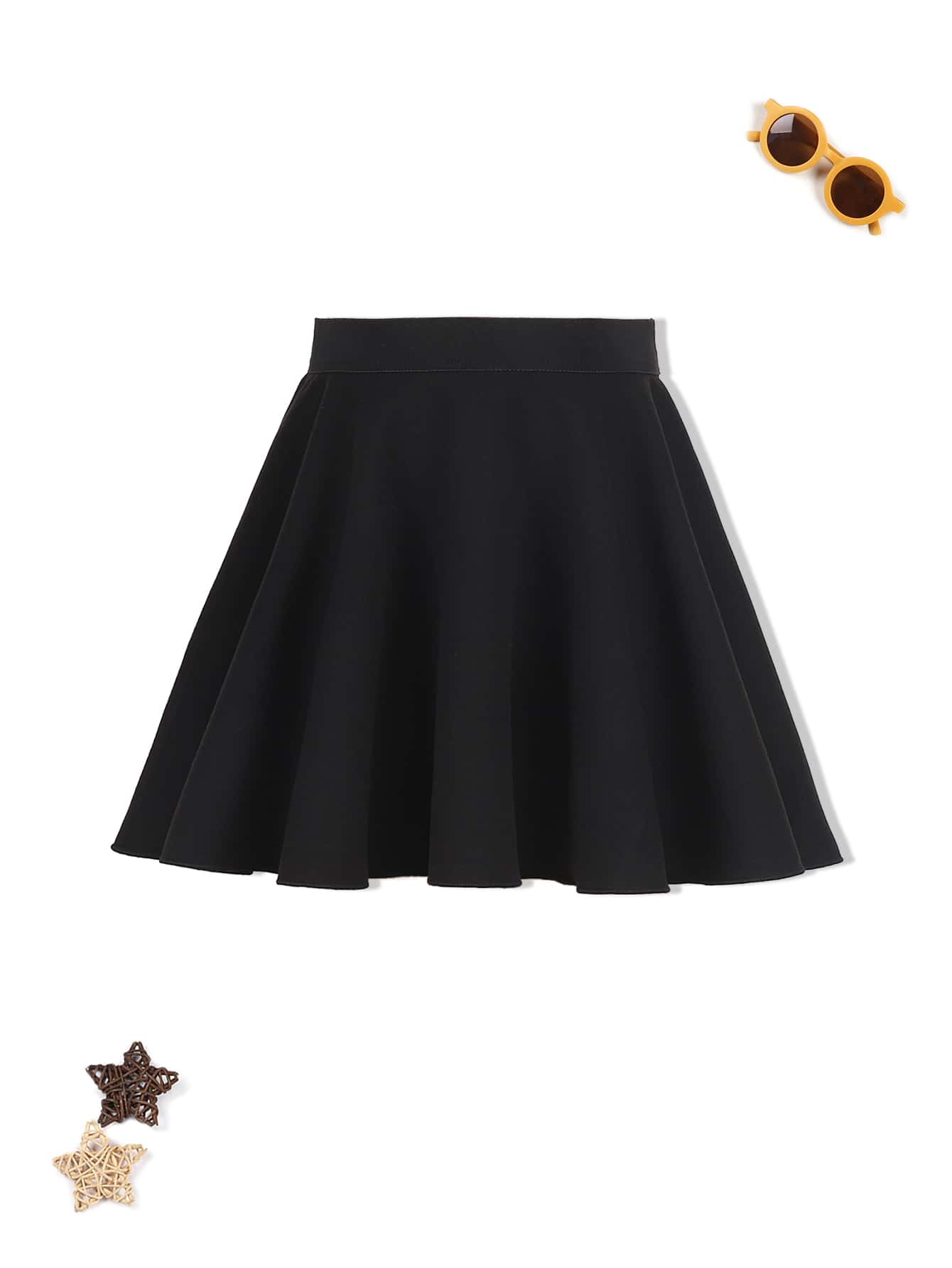 Tween Girl 1pc Solid Flare Skirt - Black - View 1