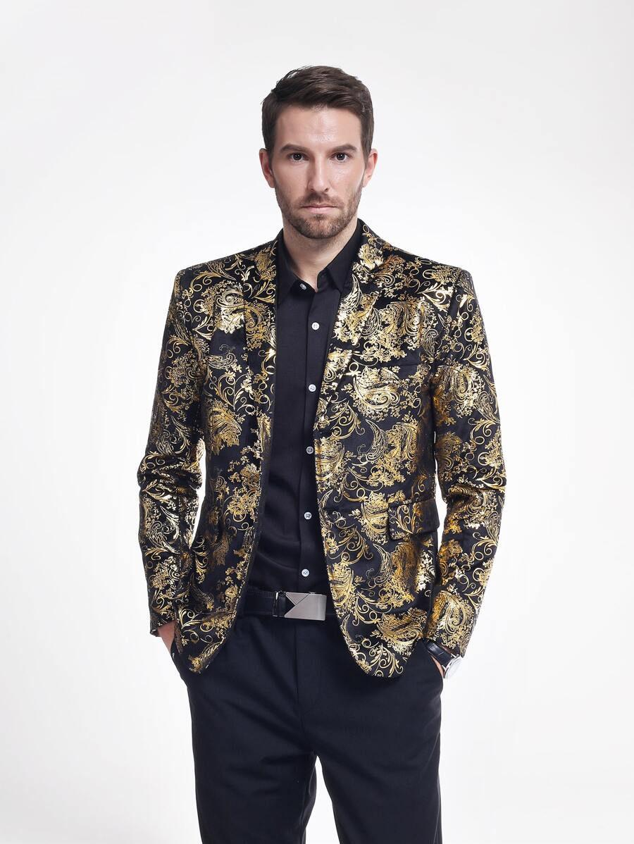 CLOUDSTYLE Men Lapel Collar Paisley Print Blazer - Multicolor - View 1