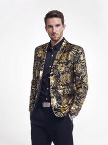 CLOUDSTYLE Men Lapel Collar Paisley Print Blazer - Multicolor - View 3