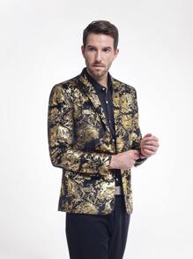 CLOUDSTYLE Men Lapel Collar Paisley Print Blazer - Multicolor - View 4